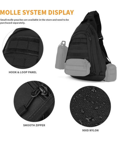 HUNTVP Tactical Breast Pocket Military Shoulder Bag - Molle Triangle Pack Crossbody - Waterproof Slingbag with Adjustable Strap - Ideal for Everyday Use - Black - Buy Online on GoSupps.com