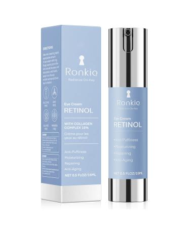 Retinol Eye Cream for Dark Circles: Anti-Wrinkle Under Eye Cream - Night Care Eye Cream Reduces Eye Bags 0.5 fl. oz 0.5 Fl Oz (Pack of 1) Blue