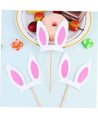 Toyvian 30pcs Rabbit Ears Plug Birthday Cake Decors Glitter Bunny Ear Happy Birthday Cake Birthday Party Photo Prop Prince Paper Cups Decoration for Cake Girl Pink Baby Wood Decorations - Buy Online on GoSupps.com