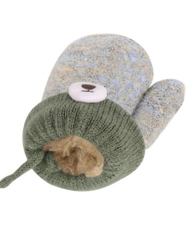 Kids Toddlers Knitted Fleece-Lined Mittens with String | Winter Warm Cartoon Gloves for Boys Girls | Ages 0-3 | Grey - Buy Online on GoSupps.com