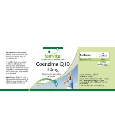 Fairvital | Co-enzyme Q10 30mg VEGAN - 60 tablets - ubiquinone - Buy Online on GoSupps.com