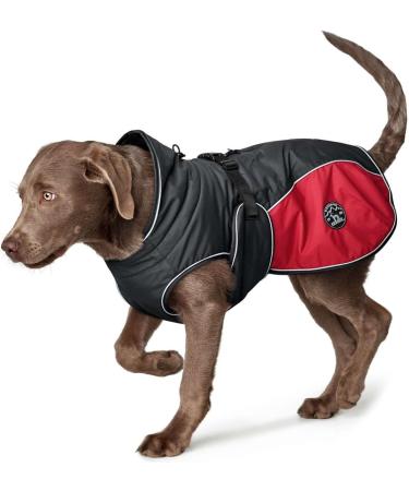 HUNTER Uppsala Cozy Dog Coat - Winter Water-Repellent & Reflective - Size 65 in Anthracite/Red - Buy Online on GoSupps.com