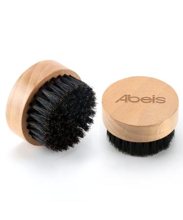 Abeis Men's Moustache Brushes - Styling Beards Grooming Tool - Beech Round And Medium Hard Boar Bristle Beard Brush (Wood)