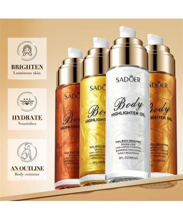 Shimmer Body Oil Plump Up The Bronze Body Shimmer Oil Waterproof Long Lasting Moisturizing Bronze Body Oil Face Body Shimmer Glow Illuminator Long Lasting Non-Sticky (03#) - Buy Online on GoSupps.com
