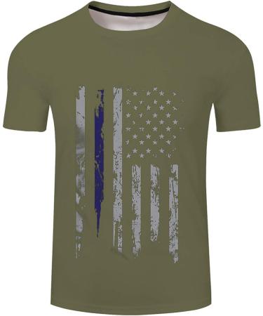 FUNEY Men's Patriotic American Flag 3D Graphic T-Shirt - B-army Green | Size 3XL - Buy Online on GoSupps.com