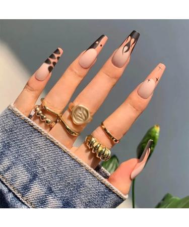 Vatocu Coffin Matte False Nails - Long Fire Acrylic Press-On Nails for Women & Girls (24 Pack) - Buy Online on GoSupps.com