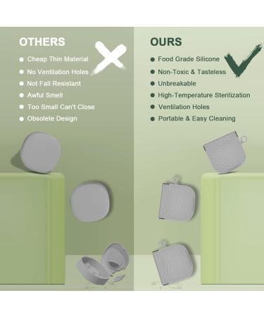 Silicone Retainer Case - Portable Orthodontic Box for Braces Aligners & Mouth Guards - Slim Design with Vent Holes - Ideal for Travel - Grey - Buy Online on GoSupps.com