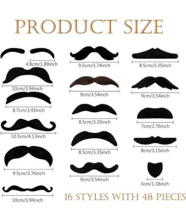 48 PCS Fake Moustache False Moustache for Adults Moustaches Self-Adhesive False Beards and Moustaches for Masquerade Party Favor Birthday Party and Performance - Buy Online on GoSupps.com