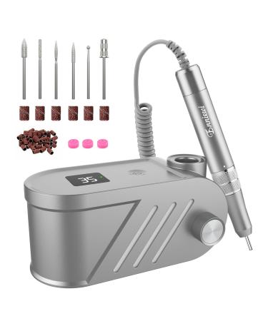 Enniewi nail miller 35000u/m of professional nail cutter for gel nails and acrylic nails manicure pedicure set bit-lock design with 35 adjustable speeds and LED display gray