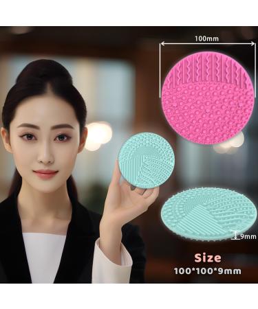 YalsFTY 2-Piece Silicone Makeup Brush Cleaner | Dual-Sided Scrubber Mat for All Brush Types | Green & Pink Cleaning Tool - Buy Online on GoSupps.com