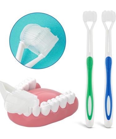 Wllhyf Autism Toothbrush for Adults & Children - 3-Sided Soft Travel Toothbrush for Complete Gum Care Deep Cleaning with Large Angle Bristles (2 Pack) - Buy Online on GoSupps.com