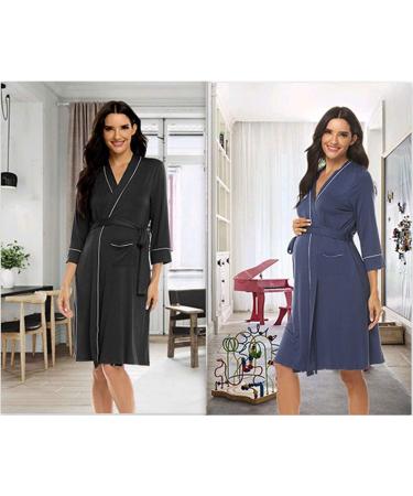OCCIENTEC Maternity Nursing Robe & Nightgown Set | M Navy | Breastfeeding & Delivery Gown - Buy Online on GoSupps.com