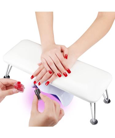Big Nail Arm Rest Cushion for Toenails Fingernails Non Slip Manicure Hand Rest Professional Microfiber Leather Nail Hand Rest Pillow Stand for Nail Detachable Tech Use (White)