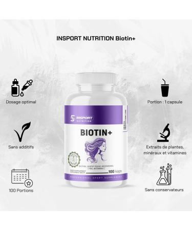 Biotin Plus - Support for Hair Skin and Nails - Horsetail Vitamin C Zinc and Biotin - 100 Capsules - Food Supplement without Additives INSPORT Nutrition - Buy Online on GoSupps.com