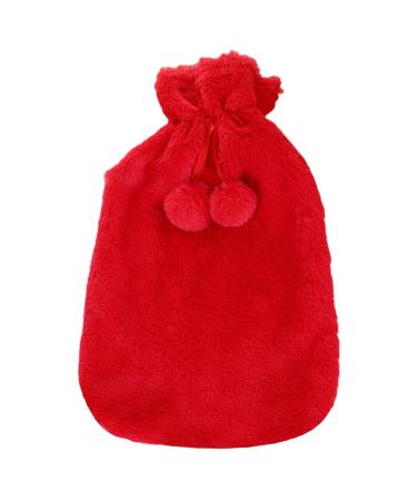 Voiakiu only heat bottle covers - 2 liters of ultra -high artificial plush fur coating for hot wat Packs - winter warmer for women and children (only covers) red