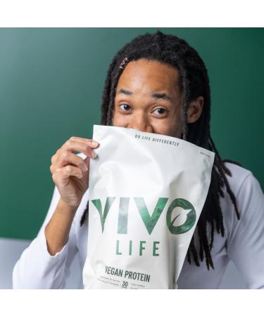 Vivo Life Vegan Protein Powder - 21g Plant-Based Protein per Serving - 900g (30 Portions) with Himalayan Salt - Vanilla Flavor - Buy Online on GoSupps.com