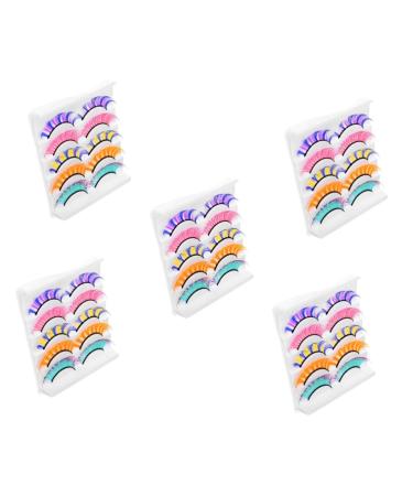 FOMIYES 25 Pairs Colored False Eyelashes Fake Lashes False Eyelashes Individual Winged Eyelashes Colorful Lashes Makeup Tools for Women Carnival Party Eyelashes Imitation Strip Extend