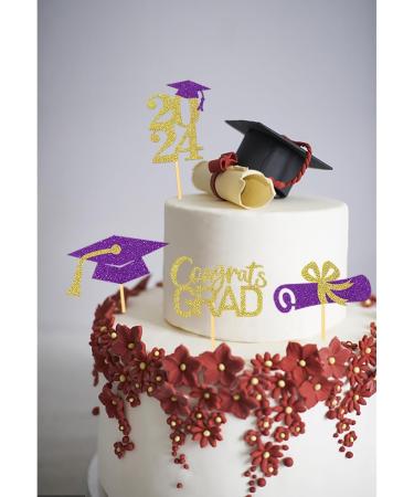 24Pcs Graduation Cupcake Toppers Graduation Cupcake Picks for Cupcake Food Decorations - Class of 2024 Graduation Cupcake Toppers Supplies (Purple & God) - Buy Online on GoSupps.com