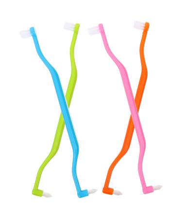 Ipetboom 4 pieces double -headed toothbrush ergonomically shaped toothbrushes home accessory travel toothbrush double -headed tumbling brush compact cone toothbrushes human body