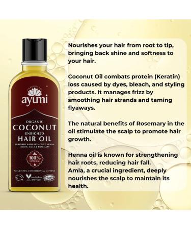 Ayumi Organic Coconut Enriched Hair Oil | Nourishing & Strengthening | Omega 6 for Hair Growth | 150ml - Buy Internationally - Buy Online on GoSupps.com