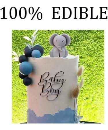 Personalised Elephant Cake Topper - Edible Fondant Safari Jungle Cupcake Decorations with an Edible Glue - Kids Birthday Supplies - Buy Online on GoSupps.com