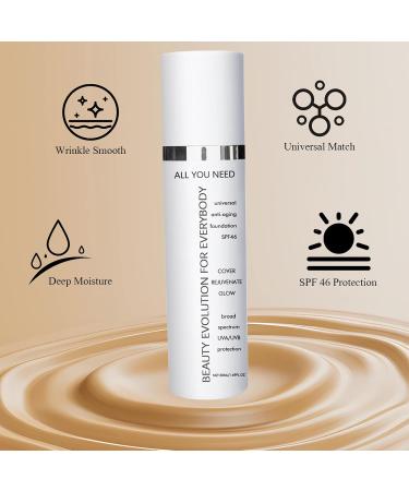 Anti-Aging Tinted Moisturizer 2 Bottles Anti-Aging Foundation for Women Face Serum with Light Coverage and Transparent Universal Shade (50ml) - Buy Online on GoSupps.com