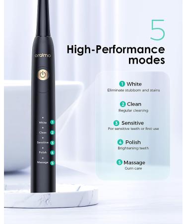 oraimo Electric Toothbrush for Adults - Rechargeable Sonic Power Toothbrush with 8 Dupont Brush Heads and Holder | 5 Modes, Smart Timer, Fast Charge | ET1C - Buy Online on GoSupps.com