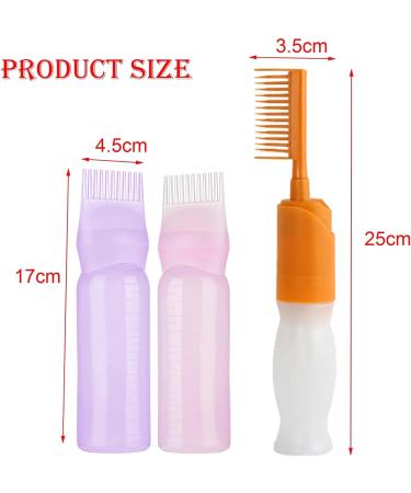 3pcs Hair Oil & Dye Applicator Bottles with Combs - Perfect for Salon & Home Use - Buy Online on GoSupps.com