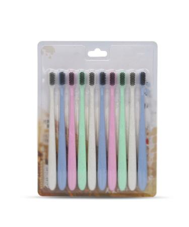 SUICRA Toothbrushes 10 Pcs/Set Portable Travel Toothbrush Soft Charcoal Stick Handle Oral Care Family Set Toothbrush