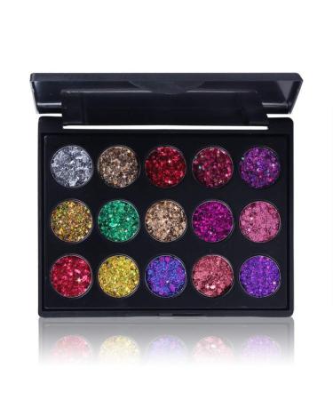Kybbe 15 Colors Diamond Glitter Eyeshadow Palette Makeup Super Shiny Shimmer Matte Glitter Eye Shadow Cosmetic