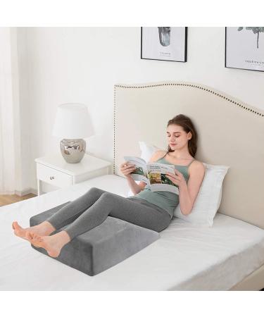 10 Inch Memory Foam Leg Elevation Pillow | Removable Cover | Improve Blood Circulation | Relieve Leg, Knee, Hip & Back Pain | Grey - Buy Online on GoSupps.com