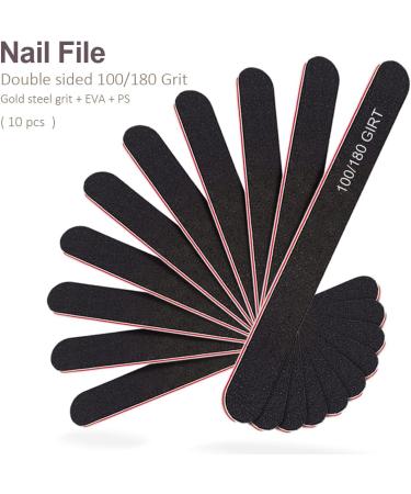 Nail File and Polishing Buffer Block Set - 2pcs 4-Way Buffing Polish for Shine & 10pcs Double Sided 100/180 Grit Emery Board Filer - Buy Online on GoSupps.com