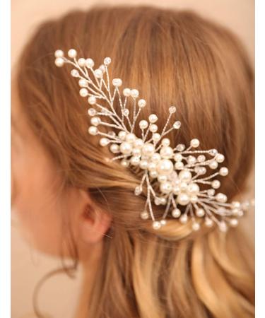 Deniferymakeup Pearl Hair Comb Wedding Hair Comb Pearl Hair Piece Headpiece for Brides Bridal Bridesmaids Crystal Hair Comb for Wedding Hairstyles - Buy Online on GoSupps.com