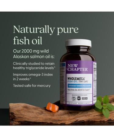 New Chapter Wholemega Fish Oil Supplement Tiny Capsules 2000mg per Serving Clinically Proven Wild Alaskan Salmon Oil with Omega-3 + Vitamin D3 + Astaxanthin 500mg per softgel - 180 Count 180 Count (Pack of 1) - Buy Online on GoSupps.com
