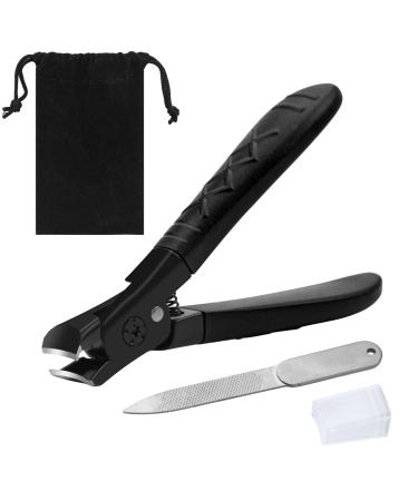 Nail Clippers for Thick Nails Toenail Clippers for Thick Nails Wide Jaw Nail Clippers with Metal Nail File and Bag Heavy Duty Toe Nail Clippers for Men and Women (Black) Black-2