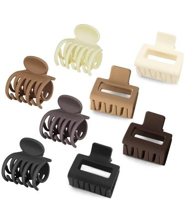 Small Hair Clips for Women Girls Kids 1.6 Inch Mini Hair Claw Clips for Thin Medium Thick Hair Nonslip Cute Matte Double Rows claws Hair Clip and Square Jaw Clip with Gift Box. (small  Matte 7 colour) Small Matte 7 colou...