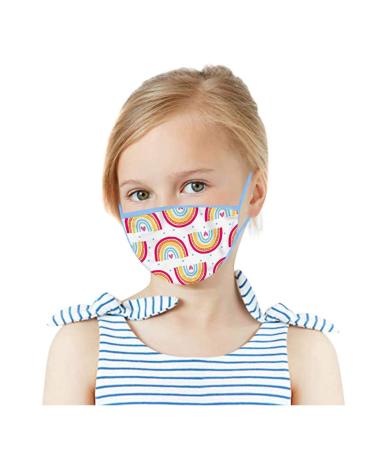 Yliquor 1PC Printed Cotton Facial Covering Washable Face Protection Breathable Cute Cartoon Face Bandanas Anti-Haze Dustproof for Kids (1 PC J)