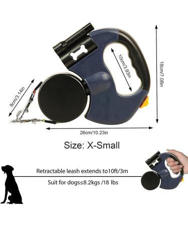 10FT Double Headed Retractable Dog Lead with Flashlight | Heavy Duty Reflective Pet Leash for Small Dogs/Cats | Tangle-Free, Blue - Buy Online on GoSupps.com