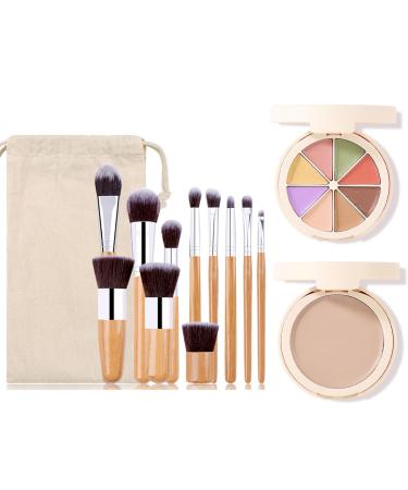 Professional Makeup Cream Contour Palette MKNZOME 8 Colours Concearler Full Coverage & Makeup Brush Set Contour Concearler Palette Contouring Face Make Up Gift for Women Girls #1