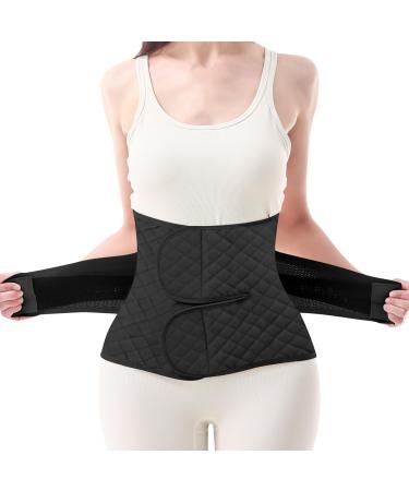 Postpartum Belly Band Wrap: Abdominal Binder Post Surgery Postpartum Belly Wrap Post Partum Binder - C Section Recovery Support Belt Postpartum Girdle Stomach Hysterectomy Belly Band Black Medium