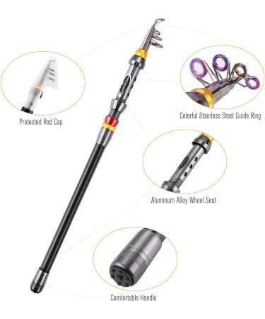 Fishoaky Fishing Rod Set - 2.4m Carbon Fiber Telescopic Pole Complete with Fishing Cord Hooks Spool & Carrying Bag - Ideal for Saltwater & Freshwater Adventures - Buy Online on GoSupps.com