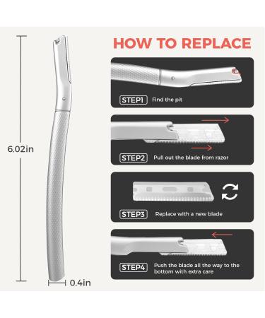 Precision Eyebrow and Facial Razor for Women & Men | 6-Blade Eyebrow Trimmer and Shaper in Silver - Buy Online on GoSupps.com