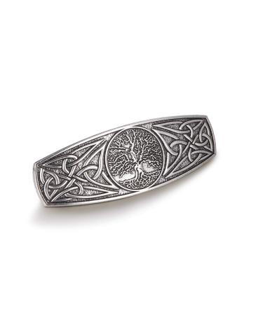 TEAMER Fashion Vintage Celtic Knot Hair Clip Metal Barrettes Hair Accessories Pattern Engraved Headwear Styling Gifts for Women Tree of Life - Antique Silver