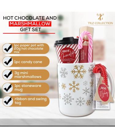 Hot Chocolate Gift Set with Vegan Chocolate Sachets, Mug, Marshmallows, Candy Canes, and Travel Cup - Perfect Gifts for Women and Men - Buy Online on GoSupps.com