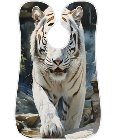 Animal White Tiger Beard Bib Apron | Beard Hair Catcher for Men | Perfect Father's Day & Christmas Gift for Dad & Husband - Buy Online on GoSupps.com