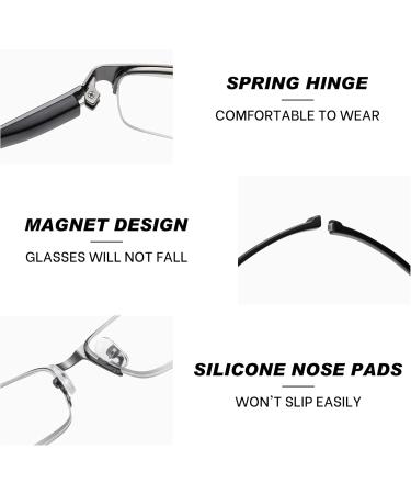 Half-Frame Foldable Magnetic Closure Blue Light Filter Reading Glasses for Men & Women - Anti-Blue Computer Glasses Gray 4.0x - Buy Online on GoSupps.com