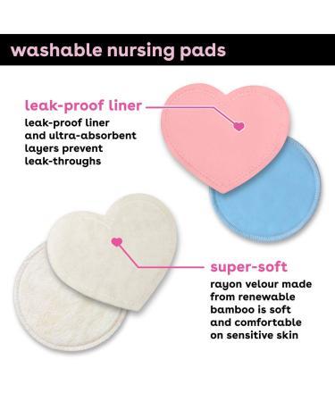 Super Soft Bamboobies Nursing Pads - Reusable & Washable Breast Pads for Breastfeeding - Milk Proof Bamboo Rayon Liner - Blue, 4 Pairs - Perfect Baby Shower Gifts - Buy Online on GoSupps.com