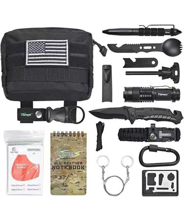 Gifts for Men Husband Dad Friend, Emergency Survival Kit 16 in 1, Upgrade Compact Survival Gear, Cool EDC Survival Tool for Cars, Camping, Hiking, Hunting, Fishing, Adventure Accessorie