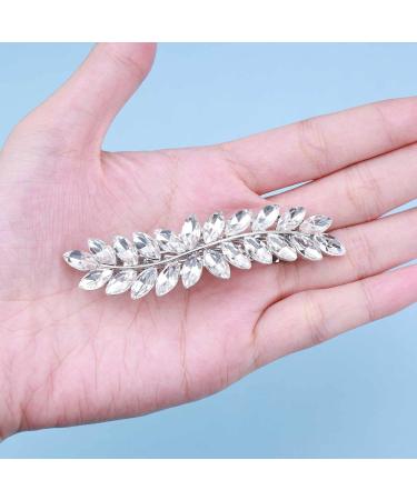 Yheakne Crystal Wedding Hair Clip Barrette Silver Rhinestone Hair Barrette Bling Bridal Headpieces Decorative Head Clip Headwear Crystal Hair Clip Shine Cz Bride Hair Accessories for Women(Silver) - Buy Online on GoSupps.com