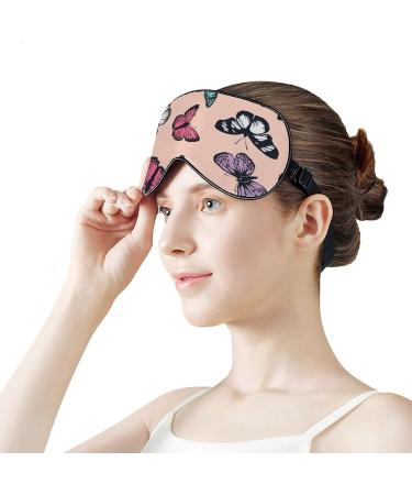 Cute Butterfly Pattern Sleep Mask - Adjustable Strap, Blocks Light for Travel, Men & Women - Buy Online on GoSupps.com